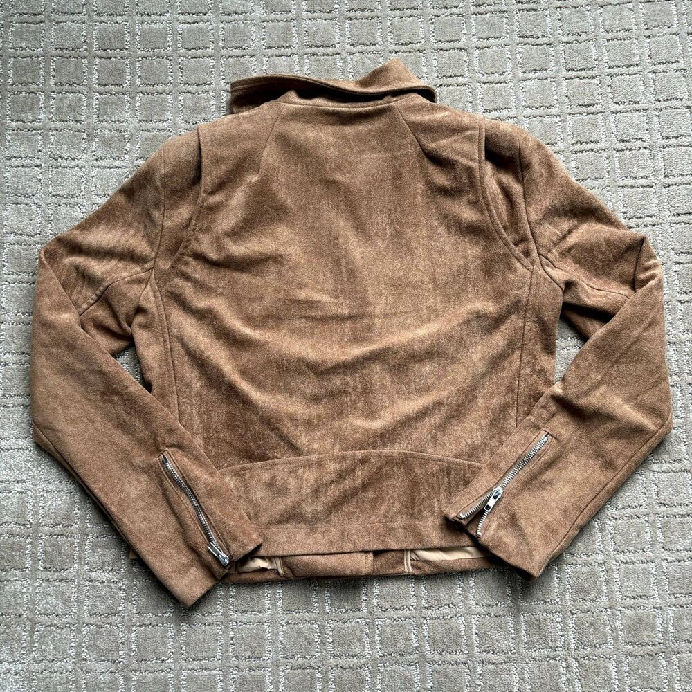 Lulus Suede With Love Moto Zipper Jacket Womens Size Large Biker Zipper Fall - Picture 7 of 11